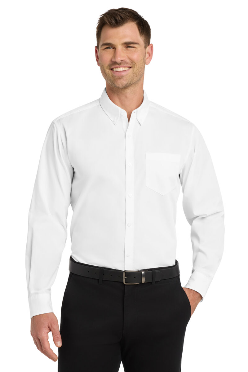 MEN'S WHITE LONG SLEEVE SHIRT WITH EMBROIDERED LOGO