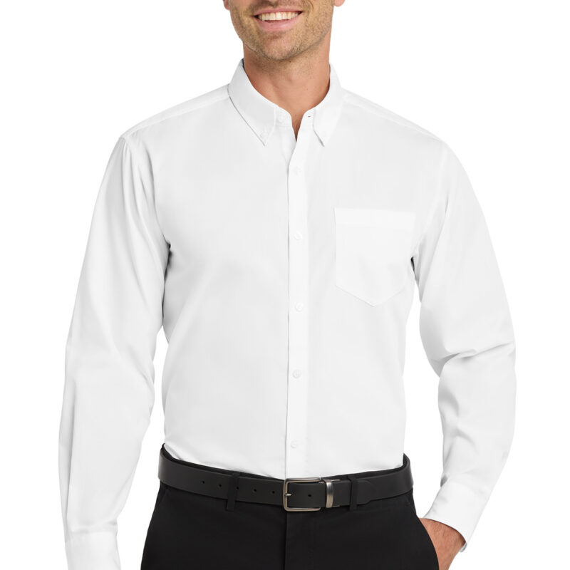 MEN'S WHITE LONG SLEEVE SHIRT WITH EMBROIDERED LOGO